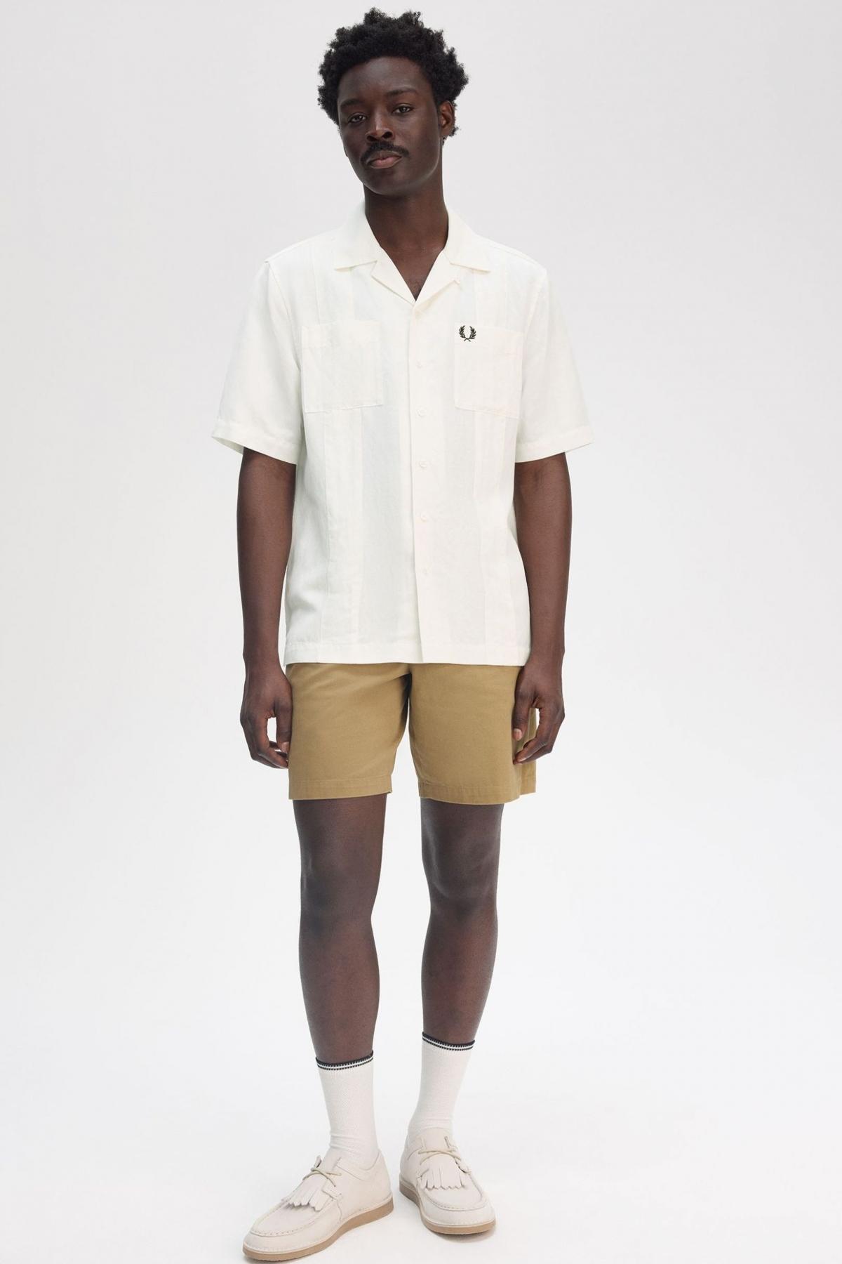 FRED PERRY LINEN BLEND REVERE COLLAR S en color BLANCO  (4)