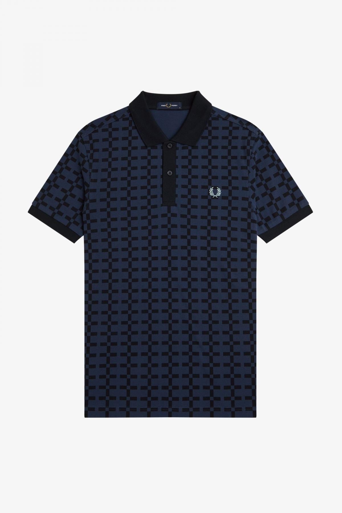 FRED PERRY JACQUARD PRINT POLO SHIRT en color AZUL  (2)