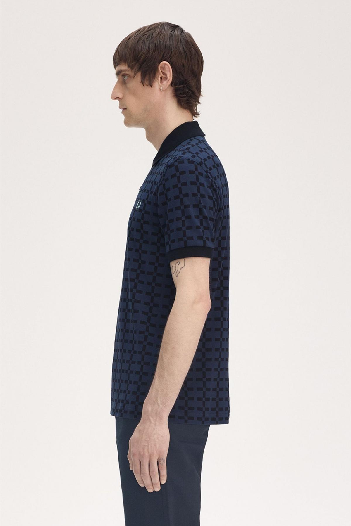 FRED PERRY JACQUARD PRINT POLO SHIRT en color AZUL  (3)