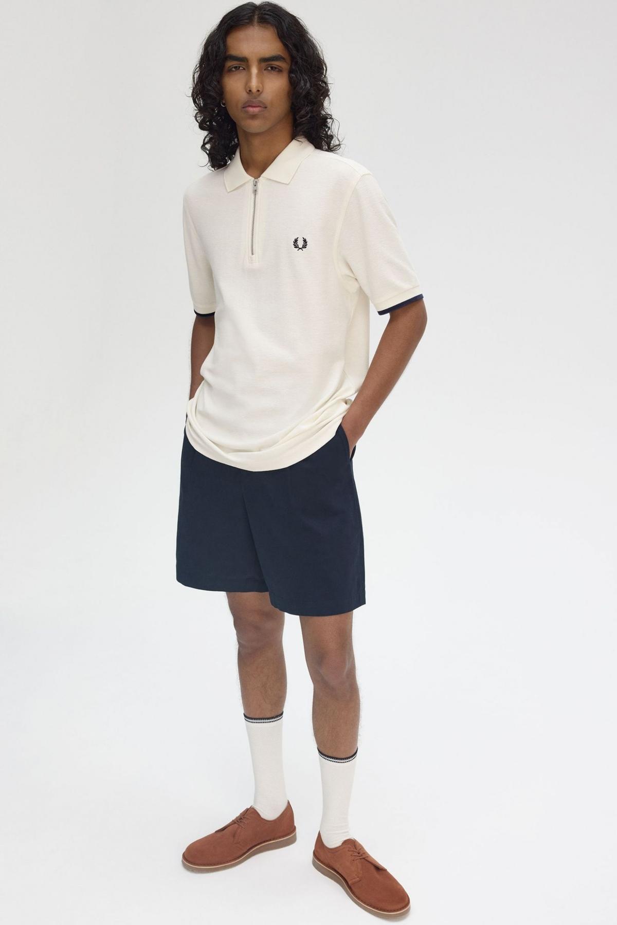 FRED PERRY CREPE PIQUE ZIP NECK en color BEIS  (4)