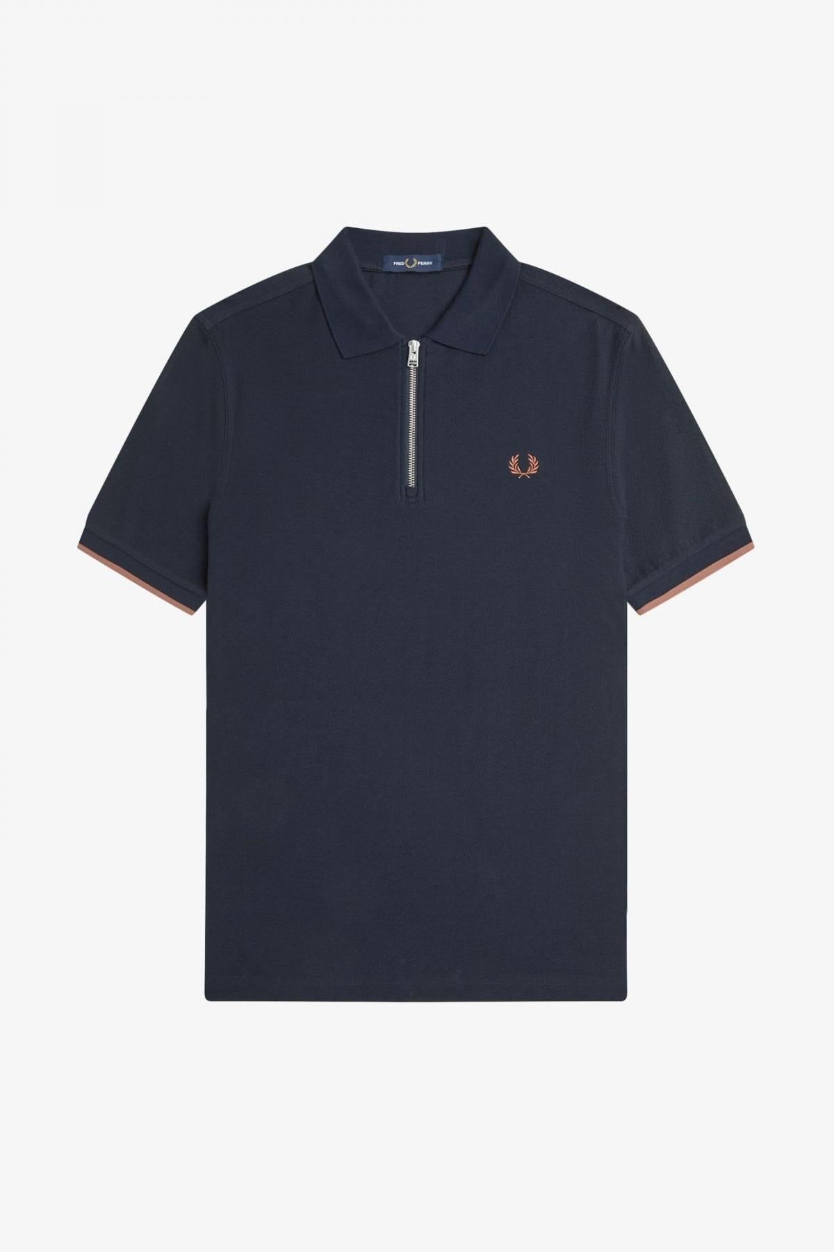 FRED PERRY CREPE PIQUE ZIP NECK en color AZUL  (2)