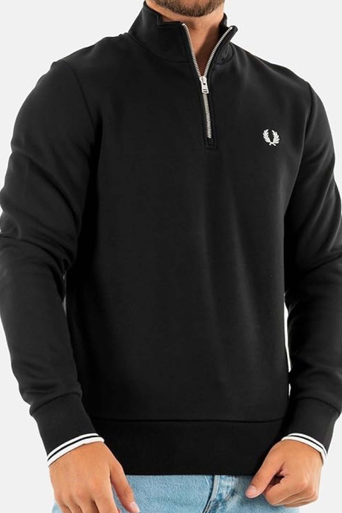 FRED PERRY HALF ZIP SWEATSHIRT en color NEGRO  (3)