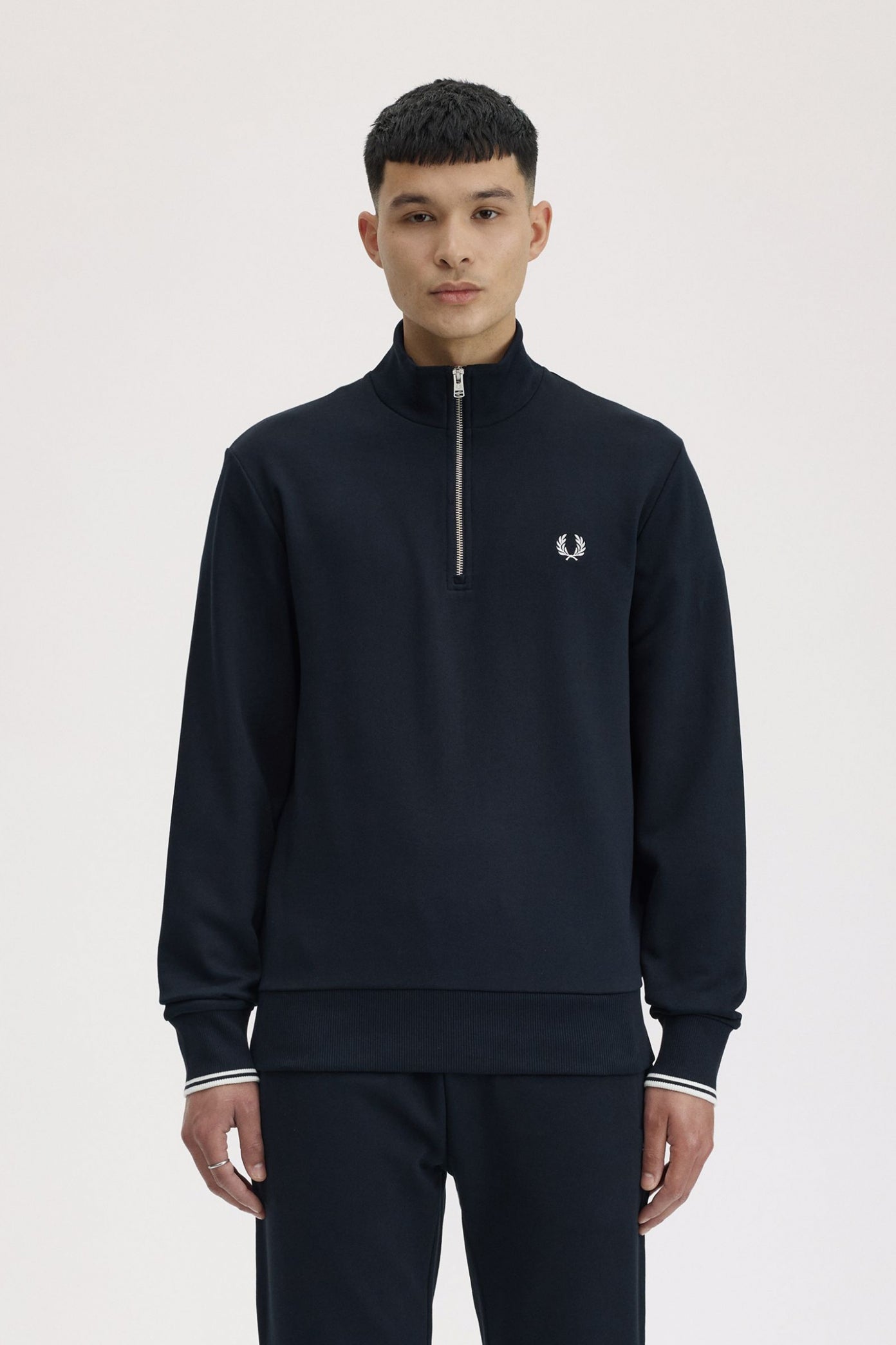 FRED PERRY  HALF ZIP SWEATSHIRT  en color AZUL  (1)