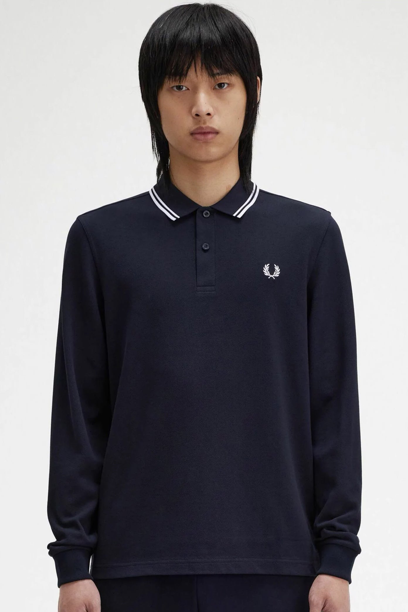 FRED PERRY LS TWIN TIPPED SHIRT en color AZUL  (1)