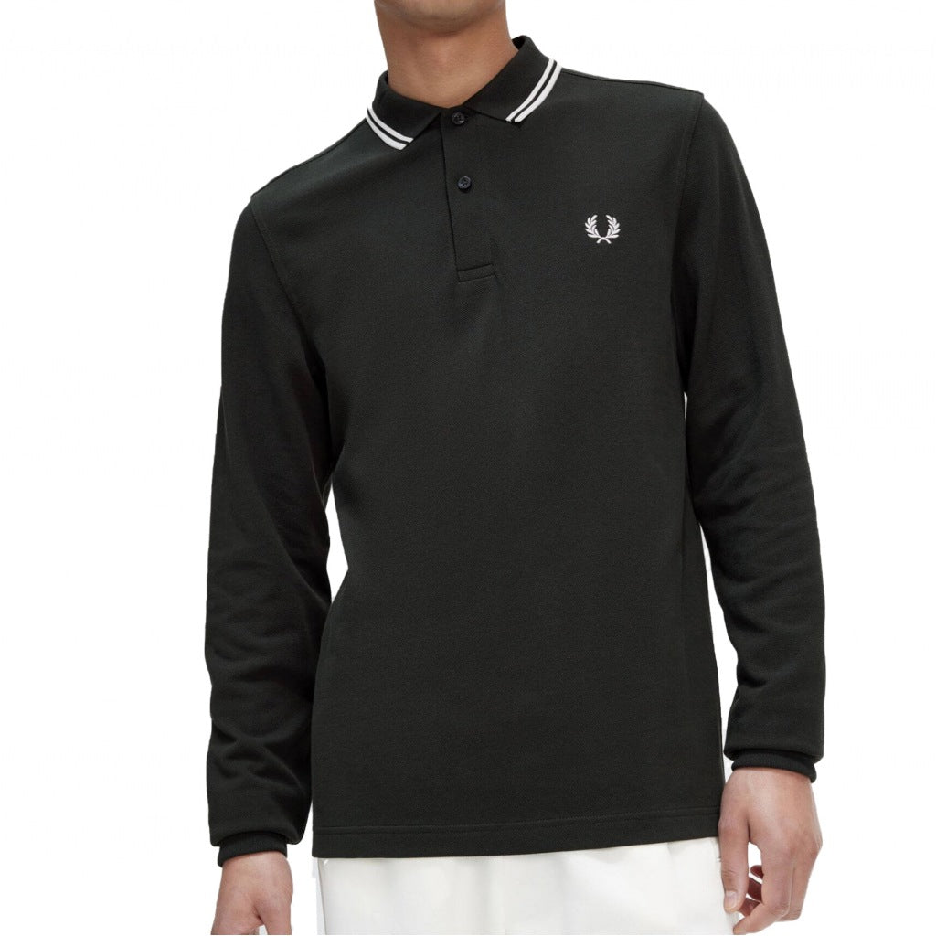 FRED PERRY LS TWIN TIPPED SHIRT en color VERDE  (3)