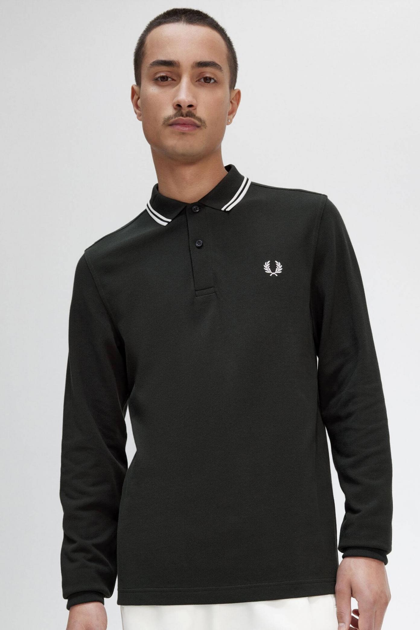 FRED PERRY LS TWIN TIPPED SHIRT en color VERDE  (1)