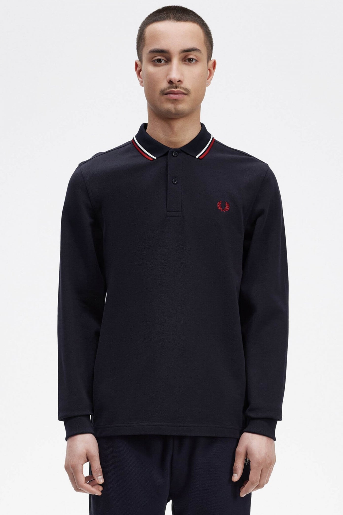 FRED PERRY LS TWIN TIPPED SHIRT en color NEGRO  (1)