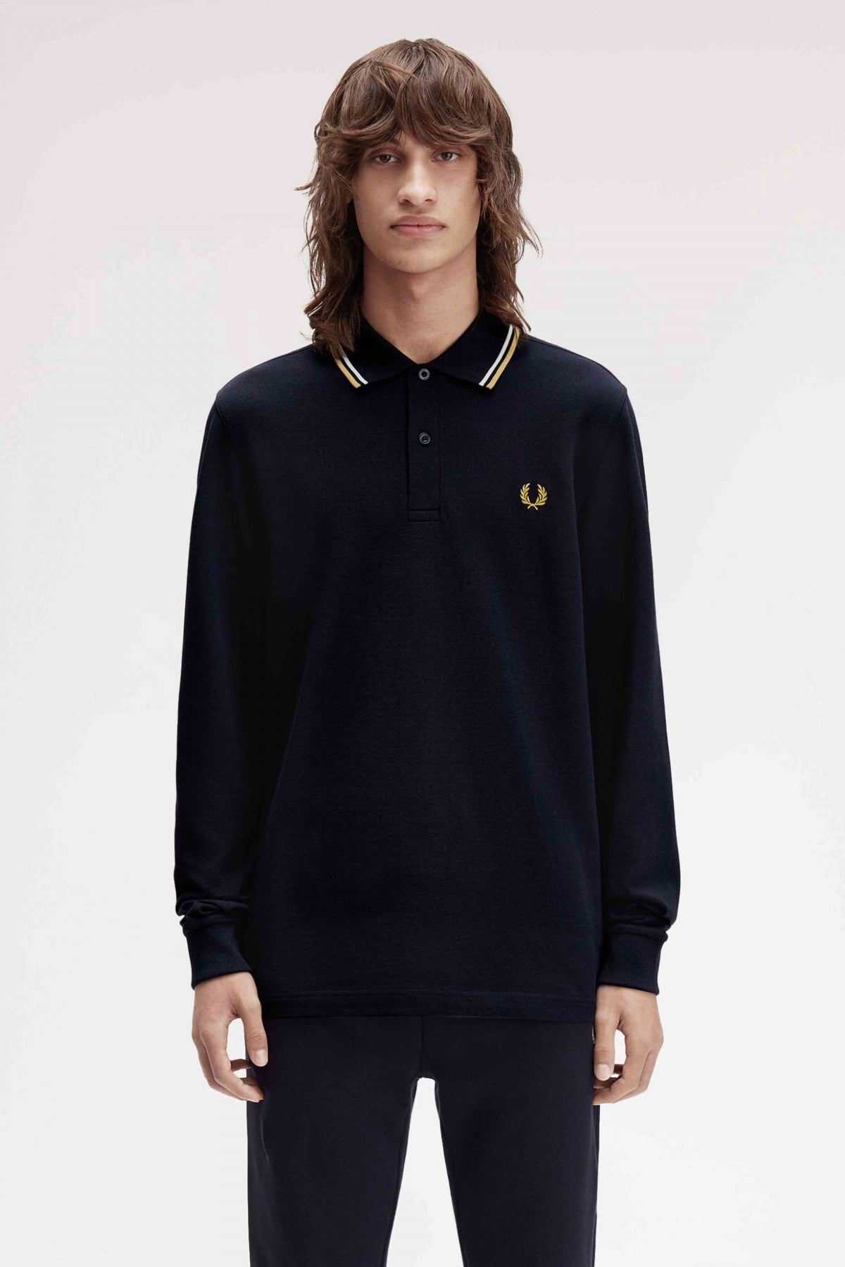 FRED PERRY LS TWIN TIPPED SHIRT en color AZUL  (1)