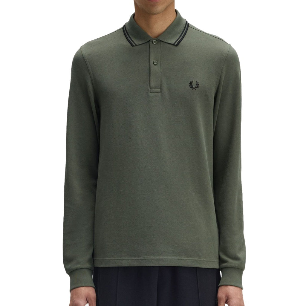 FRED PERRY LS TWIN TIPPED SHIRT en color VERDE  (2)
