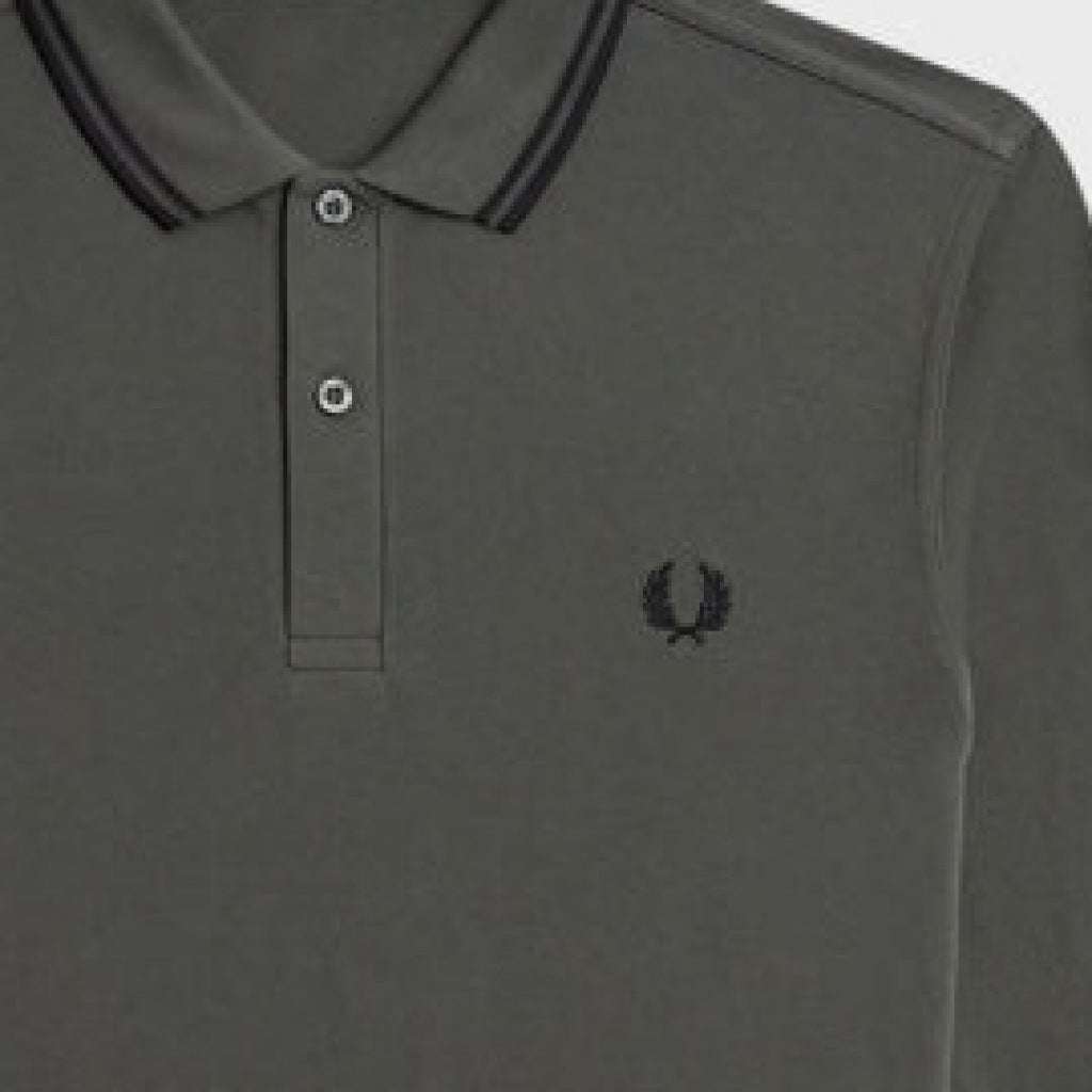 FRED PERRY LS TWIN TIPPED SHIRT en color VERDE  (3)