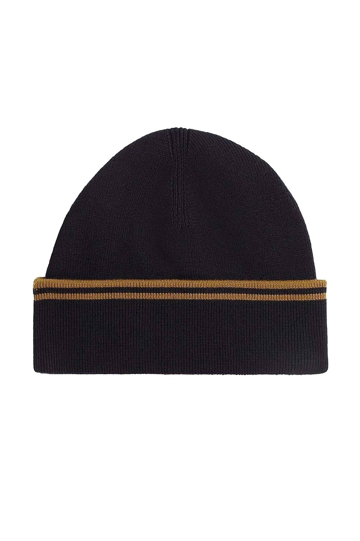 FRED PERRY TWIN TIPPED MERINO WOOL BEANIE en color NEGRO  (2)