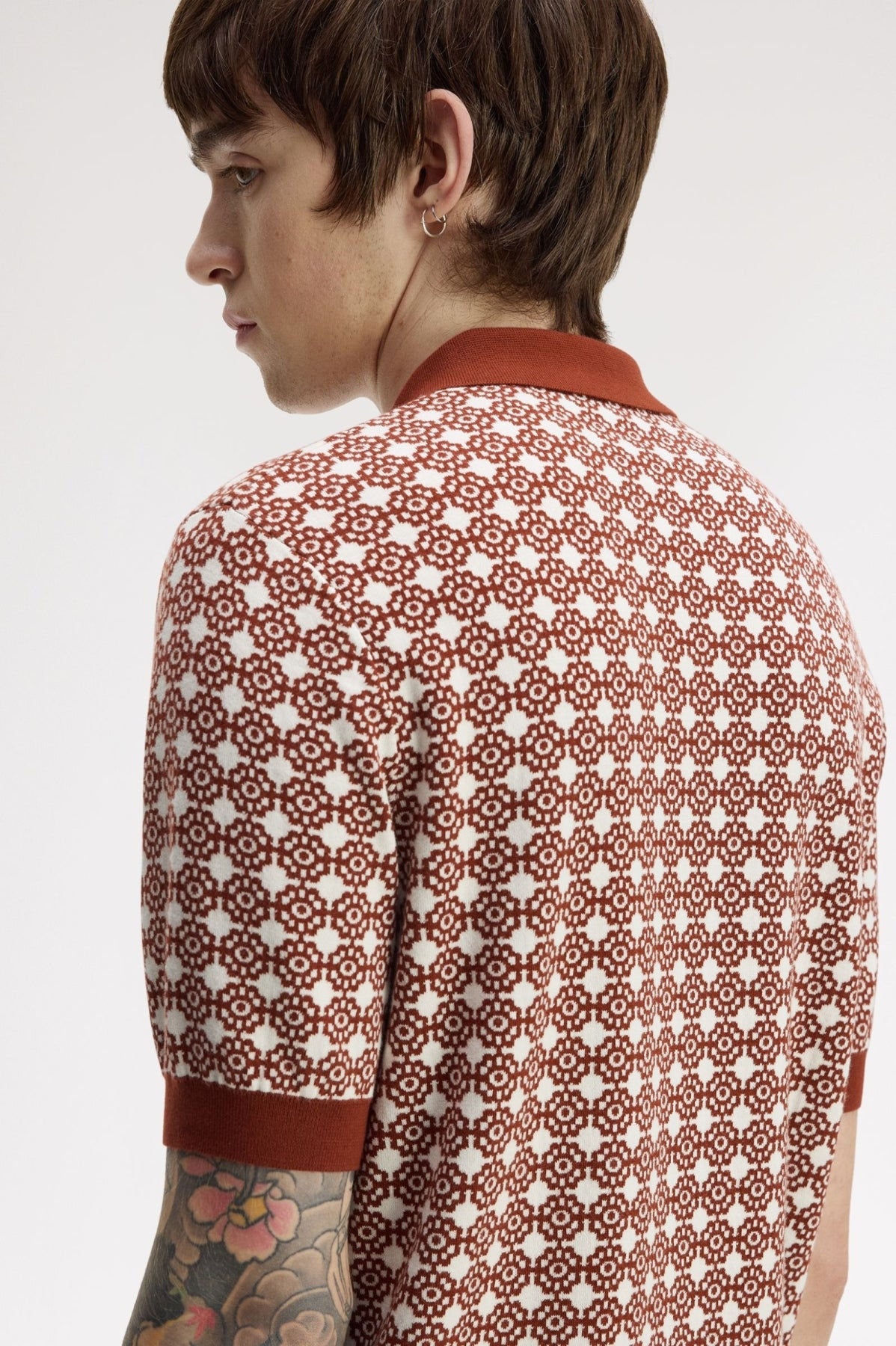 FRED PERRY FLORAL JACQUARD SHIRT en color MARRON  (3)