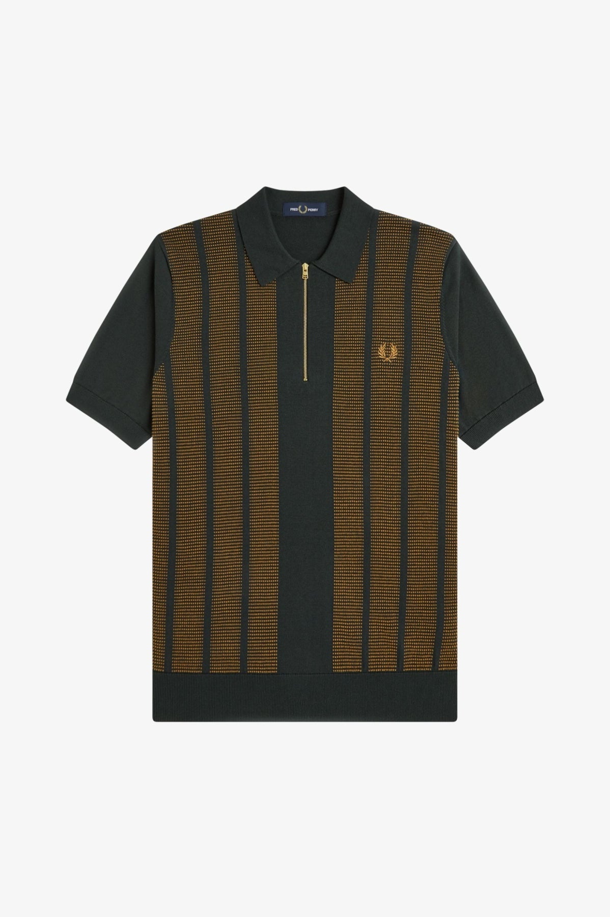 FRED PERRY TEXTURED PANEL KNITTED SHIRT en color VERDE  (3)