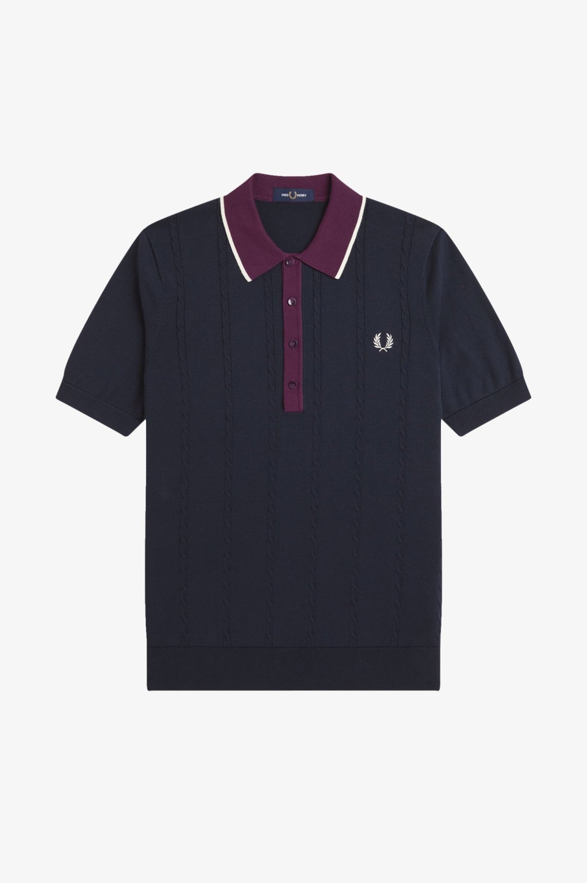 FRED PERRY CABLE KNIT SHIRT en color AZUL  (2)