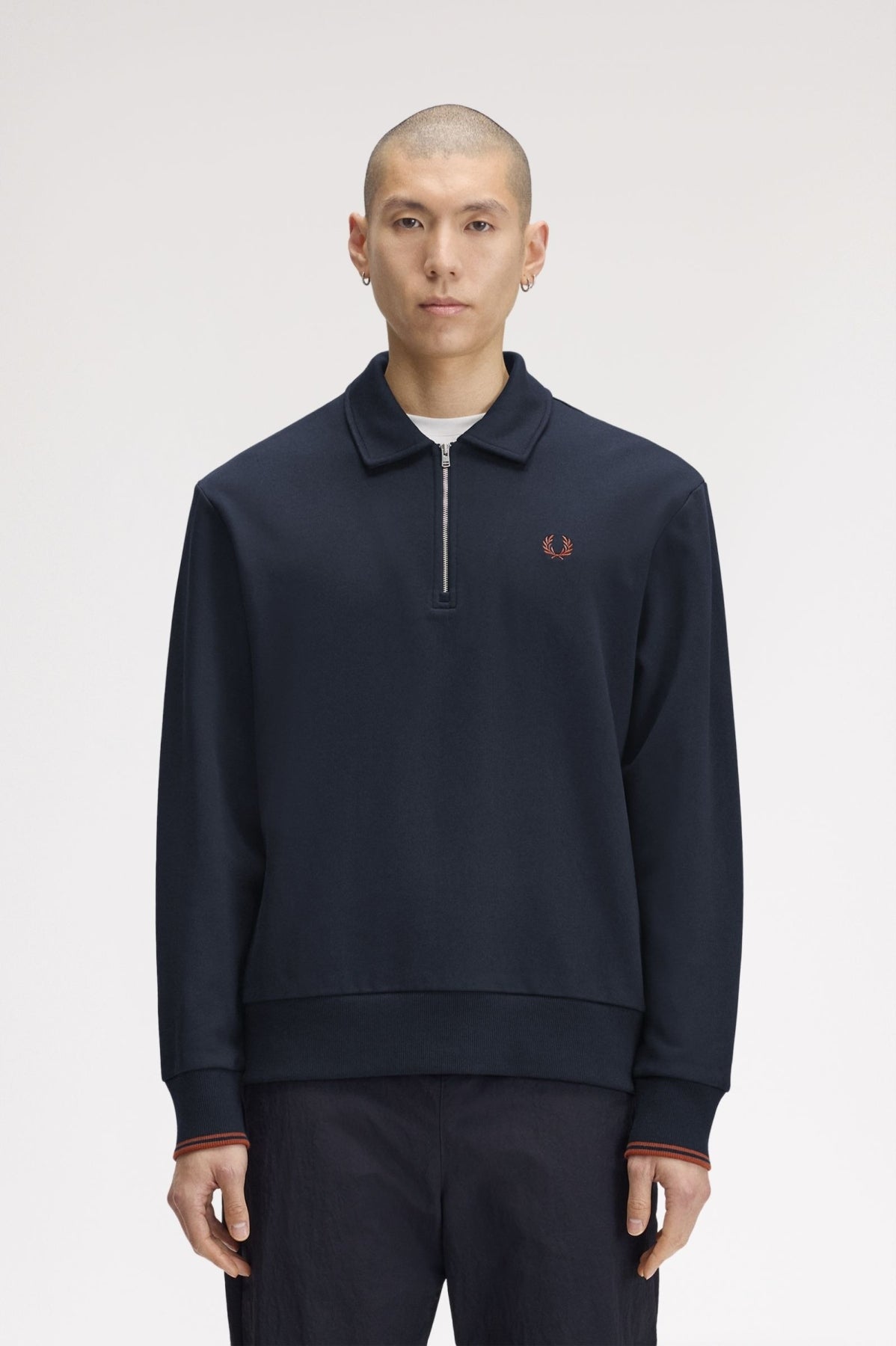 FRED PERRY HALF ZIP COLLARED SWEATSHIRT en color AZUL  (1)