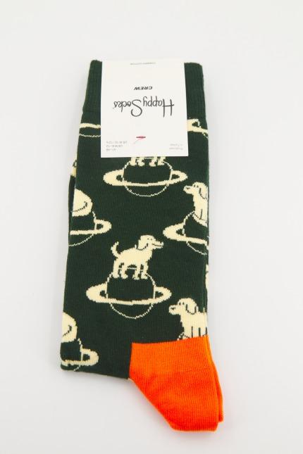HAPPY SOCKS SPACE DOG en color VERDE  (1)