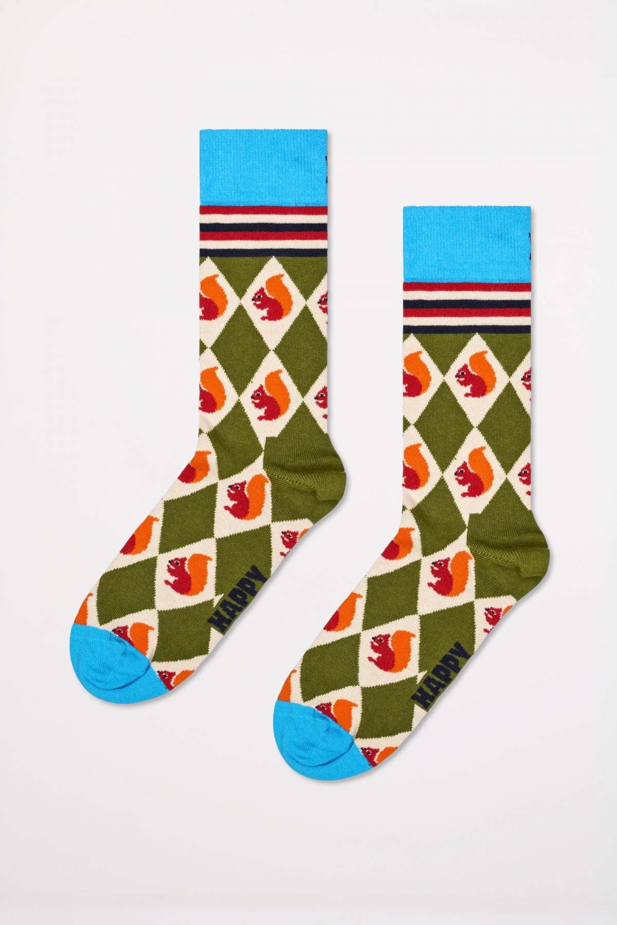 HAPPY SOCKS SQUIRREL ARGYLE SOCK en color VERDE  (1)