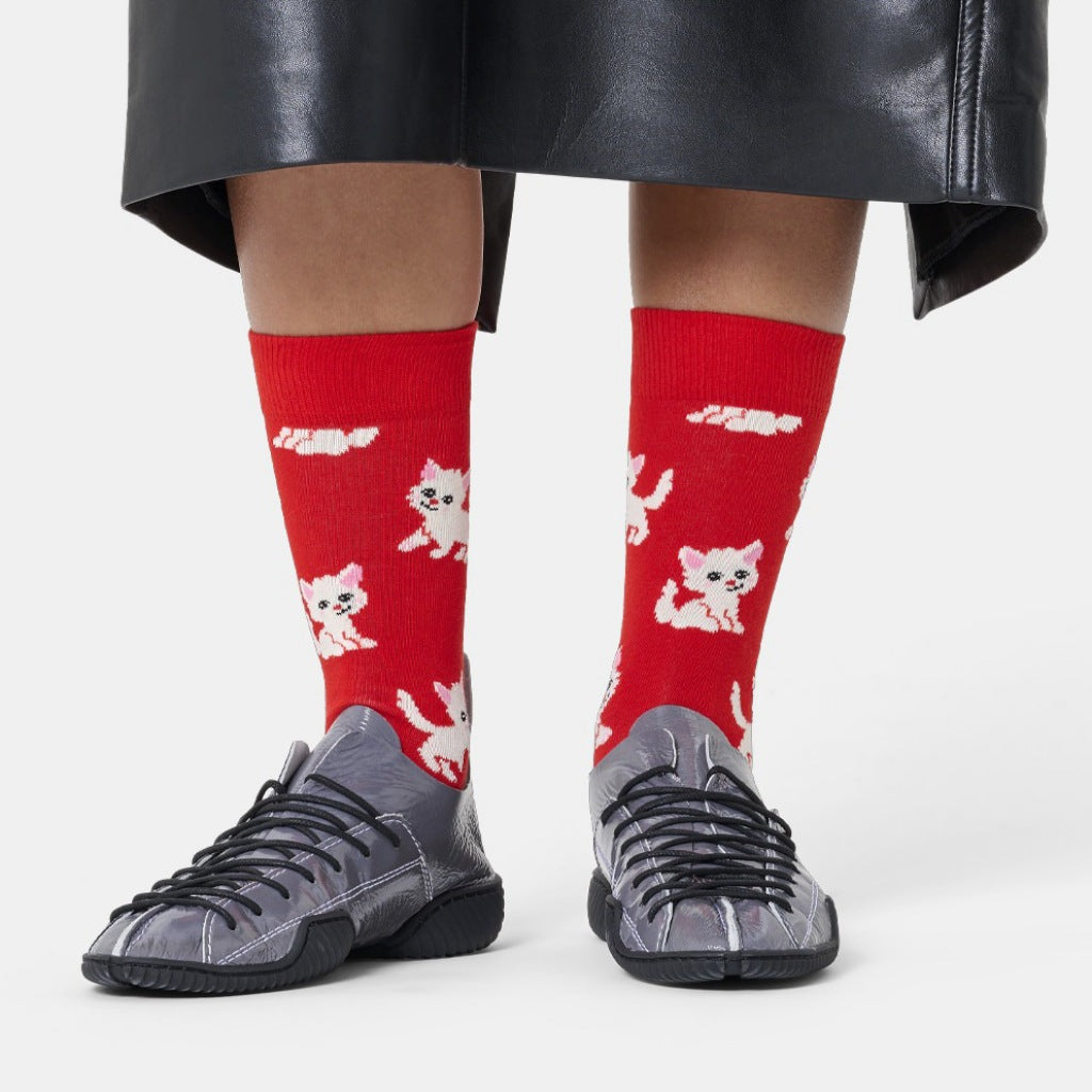 HAPPY SOCKS  KITTEN  en color ROJO  (5)