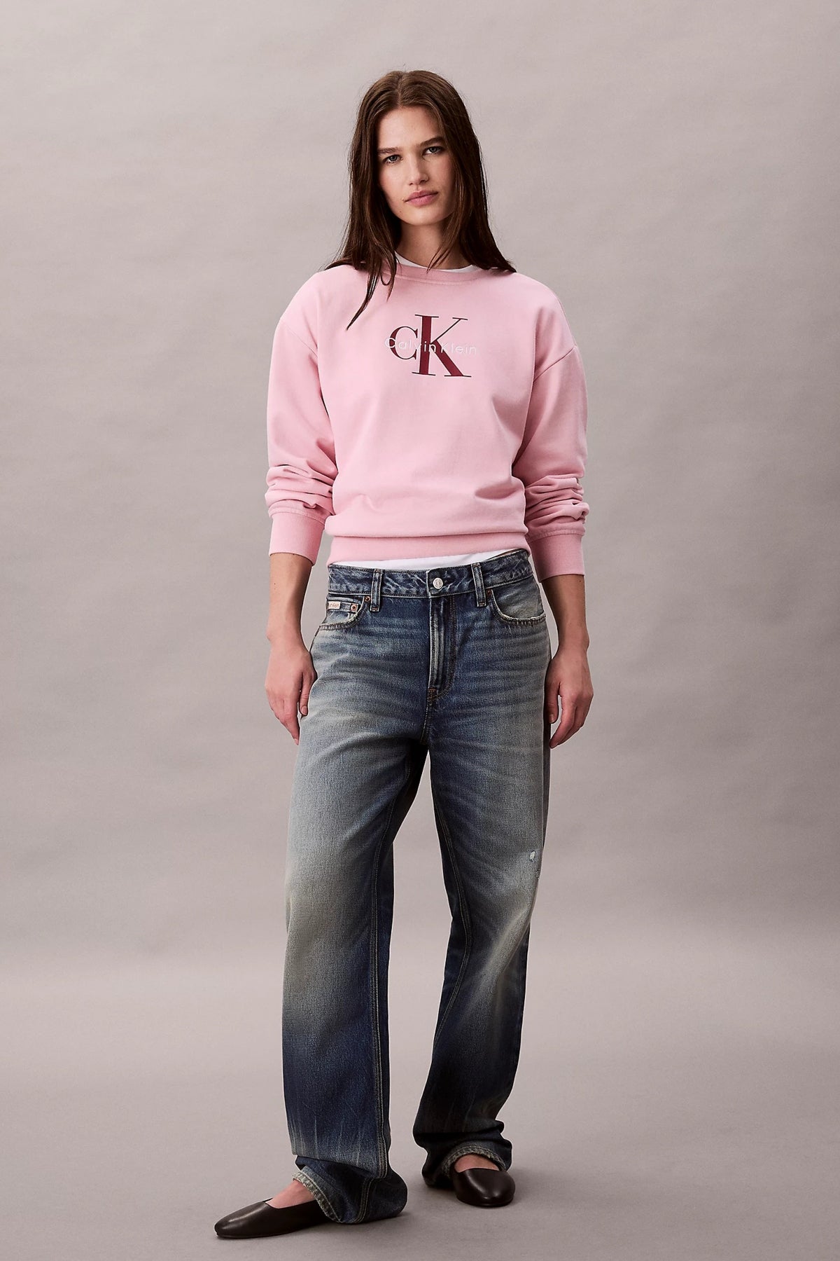 CALVIN KLEIN  LS MONOLOGO FRENCH TERRY en color ROSA  (4)