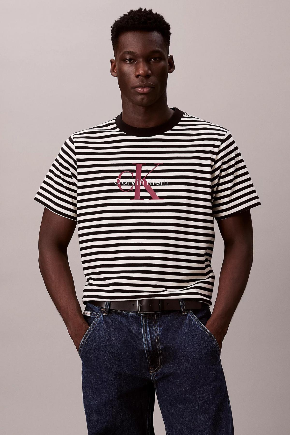CALVIN KLEIN SS S STRIPE JERSEY MON en color NEGRO  (1)