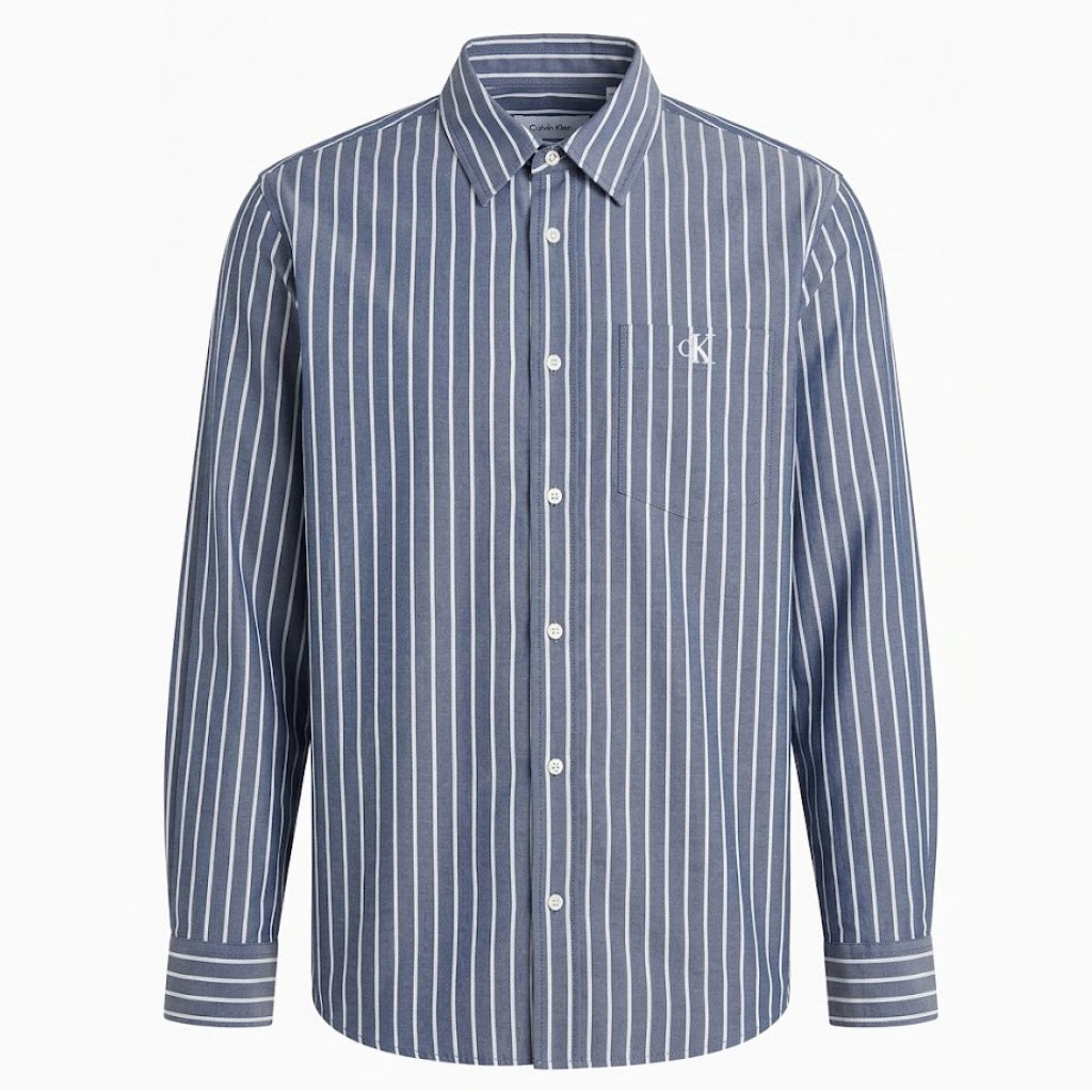 CALVIN KLEIN LVRFG STRIPE WASHED POPLIN RLX en color AZUL  (4)