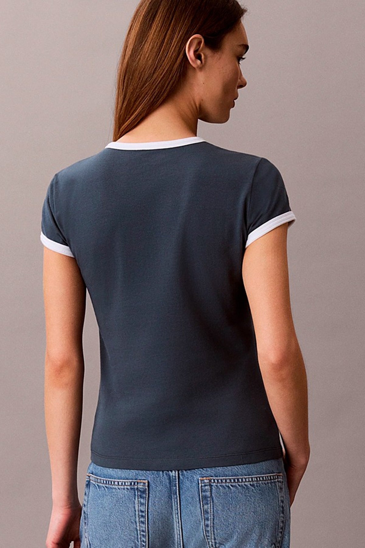 CALVIN KLEIN LVGG SS SLIM LOGO RINGER TEE en color AZUL  (2)