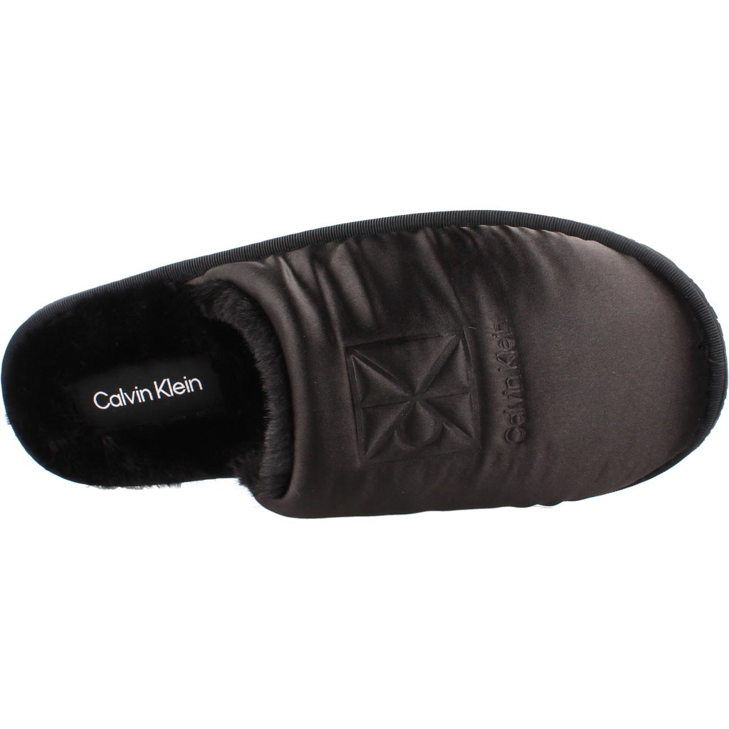 CALVIN KLEIN HWHW HOTEL SLIPPER SATIN en color NEGRO  (7)