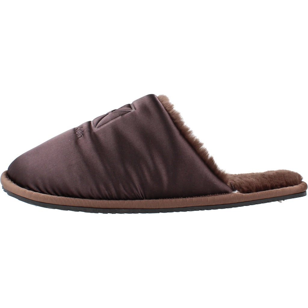 CALVIN KLEIN HWHW HOTEL SLIPPER SATIN en color MARRON  (2)
