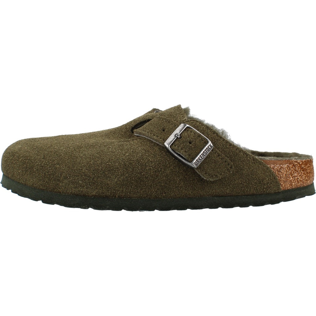 BIRKENSTOCK BI BOSTON SHEARLING SUEDE en color VERDE  (2)