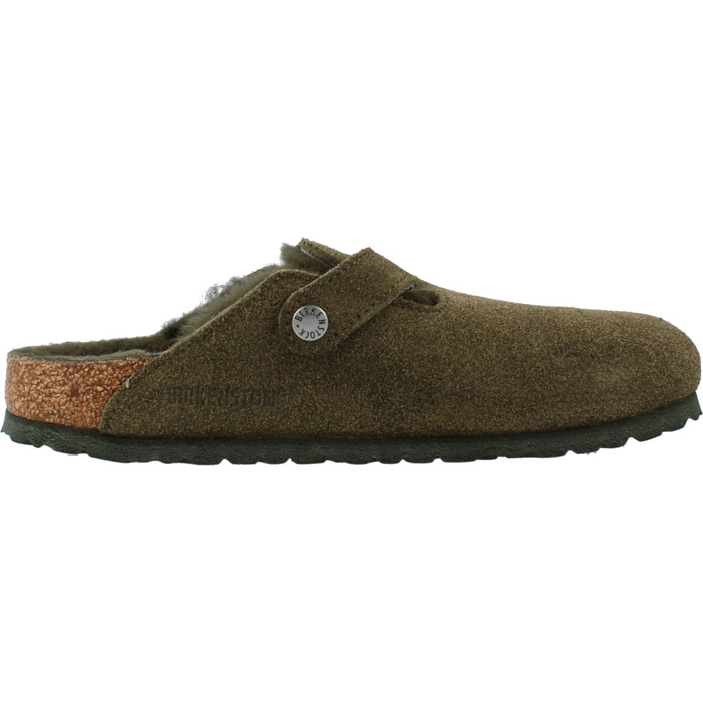 BIRKENSTOCK BI BOSTON SHEARLING SUEDE en color VERDE  (4)