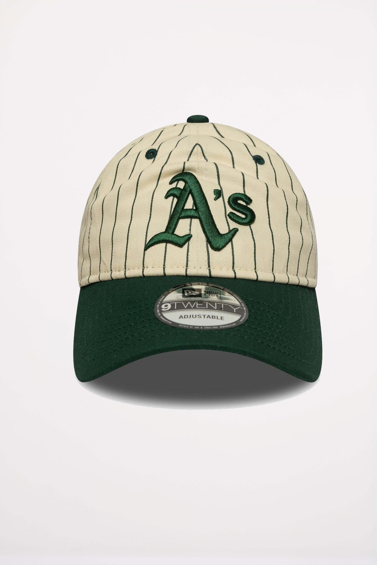 NEW ERA OAKLAND ATHLETICS MLB PINSTRIPE DARK GREEN TWENTY  en color BEIS  (2)