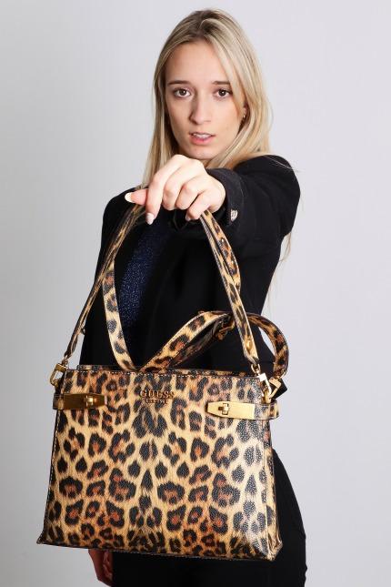 GUESS ZADIE LOGO SHOULDER BA en color ANIMAL PRINT  (5)