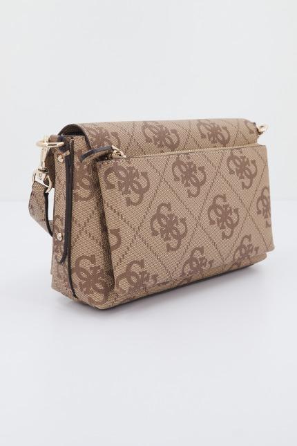GUESS HWEBO  ECO BRENTON FLAP en color MARRON CLARO  (2)