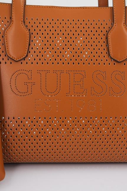 GUESS HWWH  KATEY PERF SMALL TOTE en color MARRON  (4)
