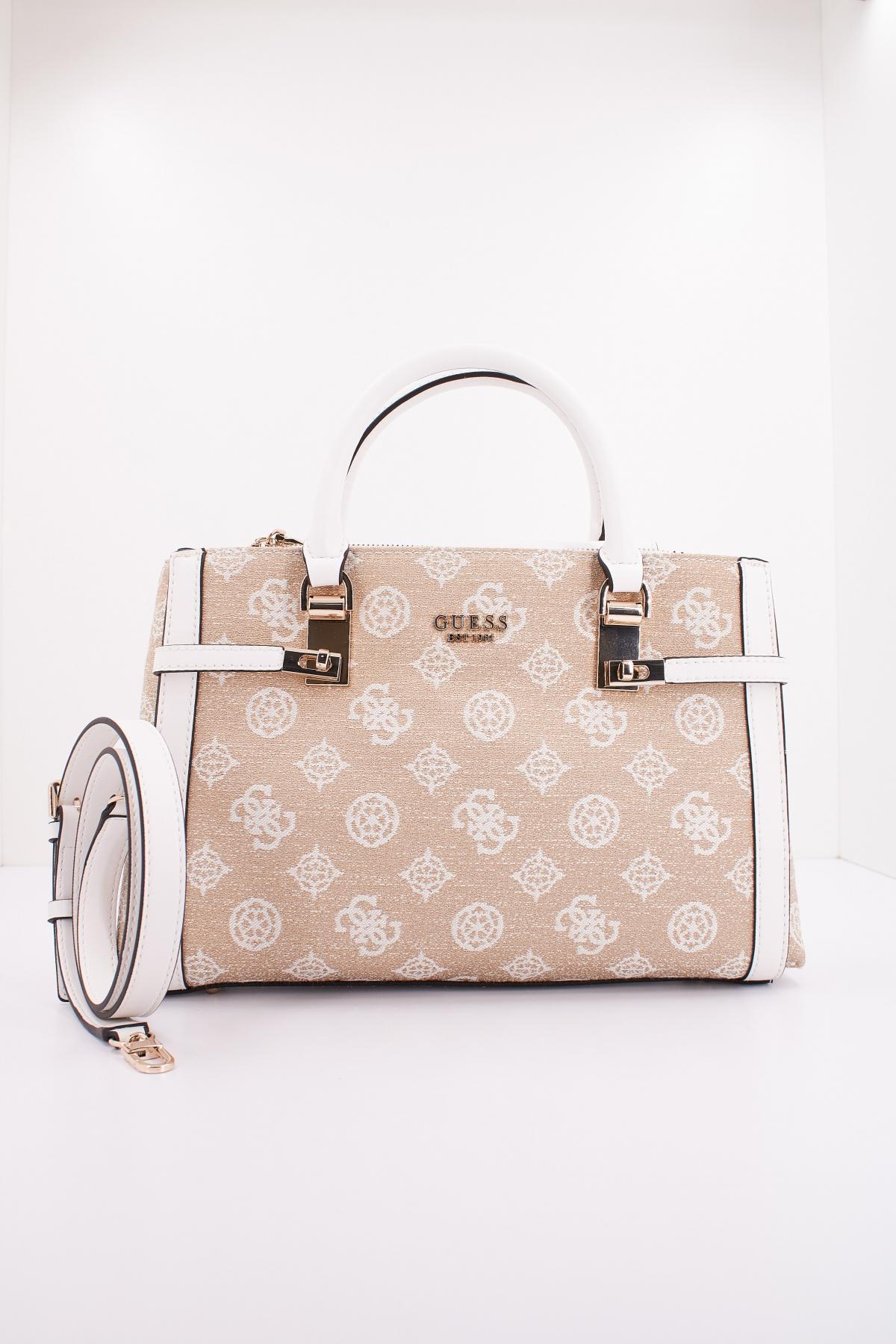 GUESS LORALEE STATUS SATCHEL en color MARRON CLARO  (1)