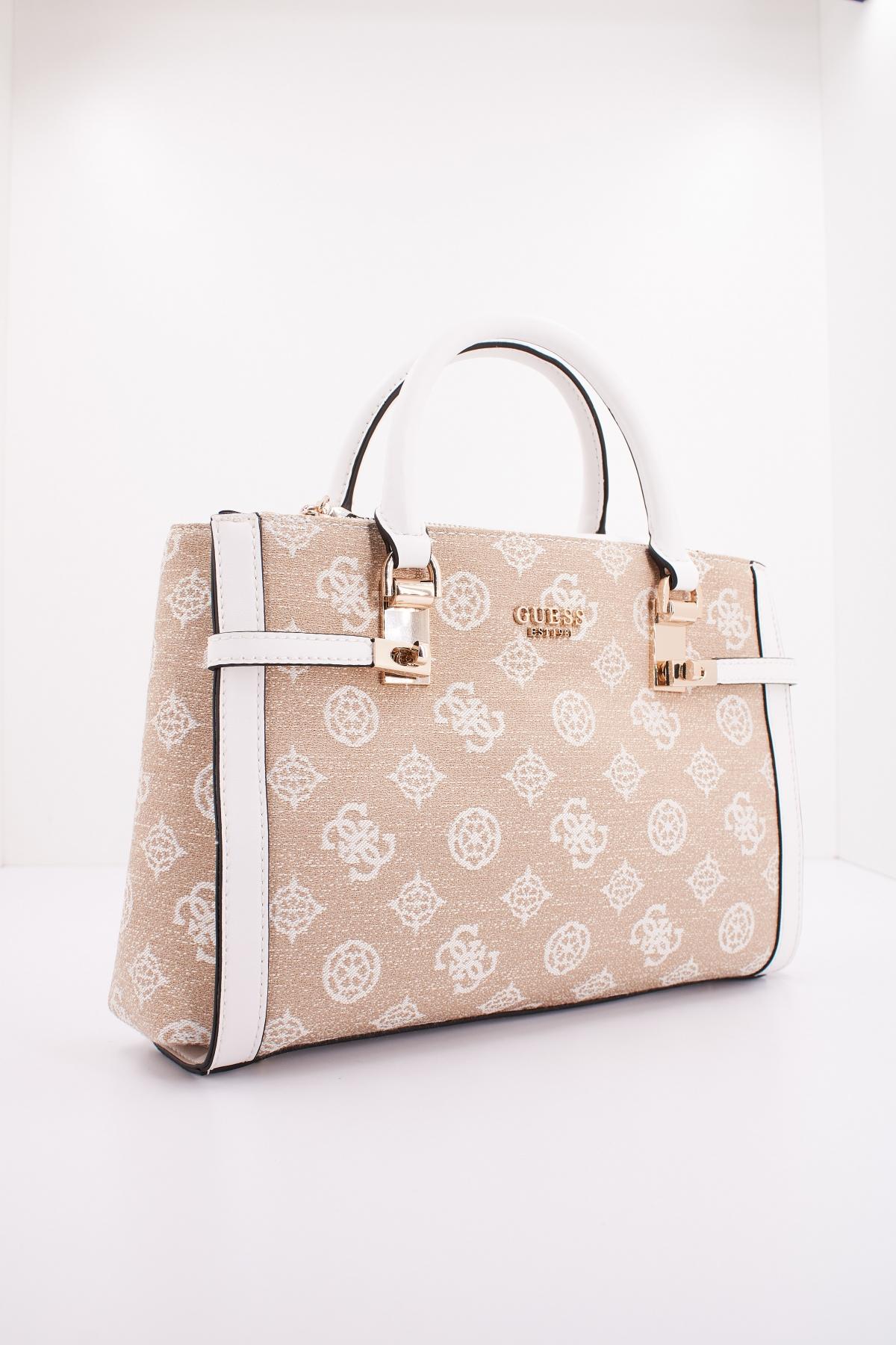 GUESS LORALEE STATUS SATCHEL en color MARRON CLARO  (2)