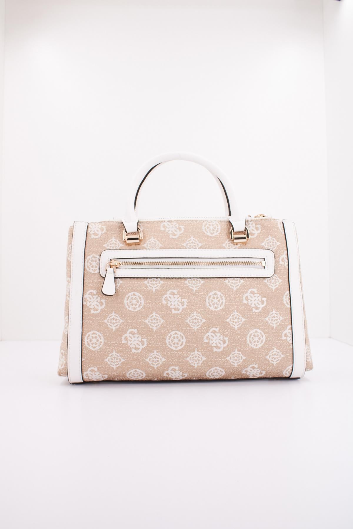 GUESS LORALEE STATUS SATCHEL en color MARRON CLARO  (3)