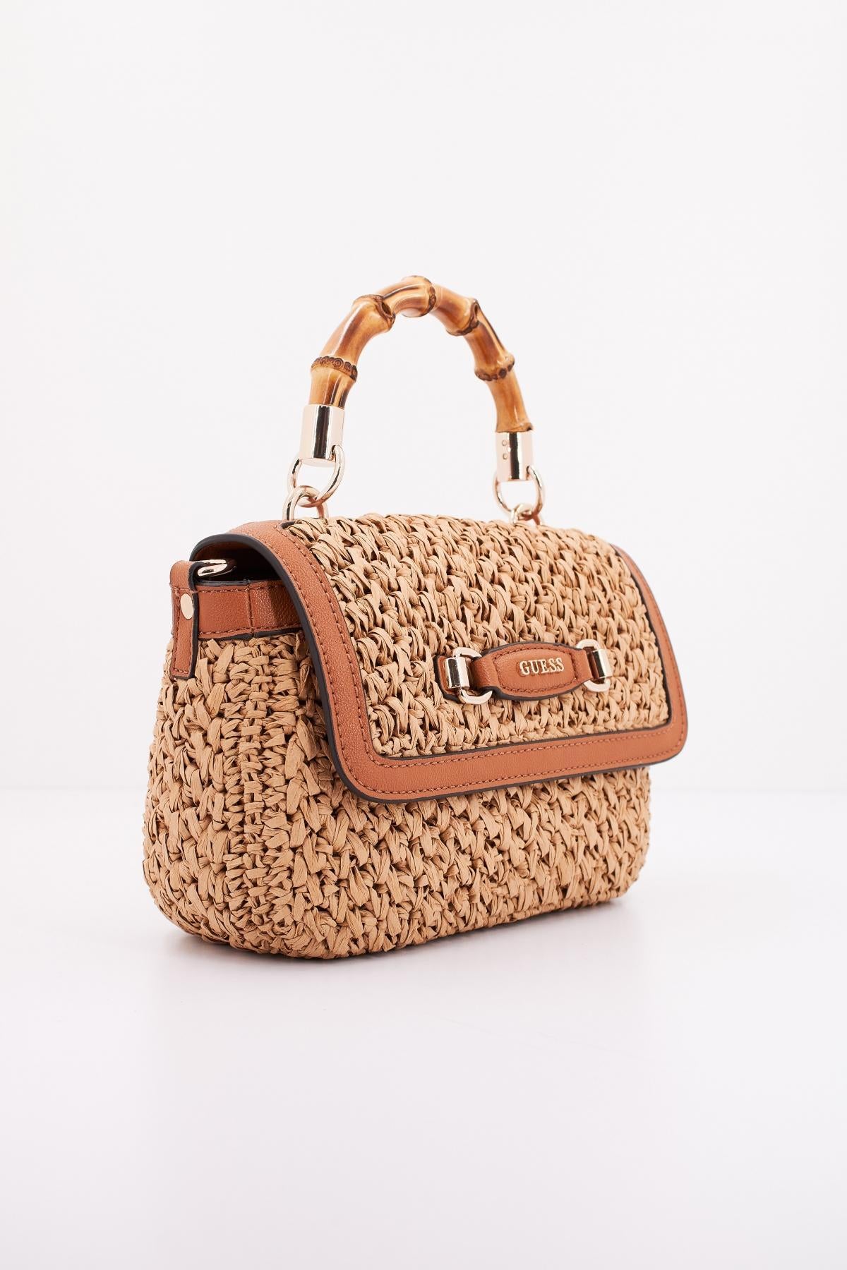 GUESS  SIRIA TOP HANDLE FLAP en color MARRON CLARO  (2)