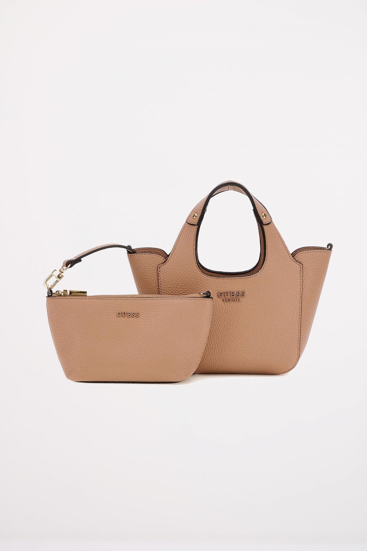 GUESS HELINA MINI TOTE en color MARRON CLARO  (1)