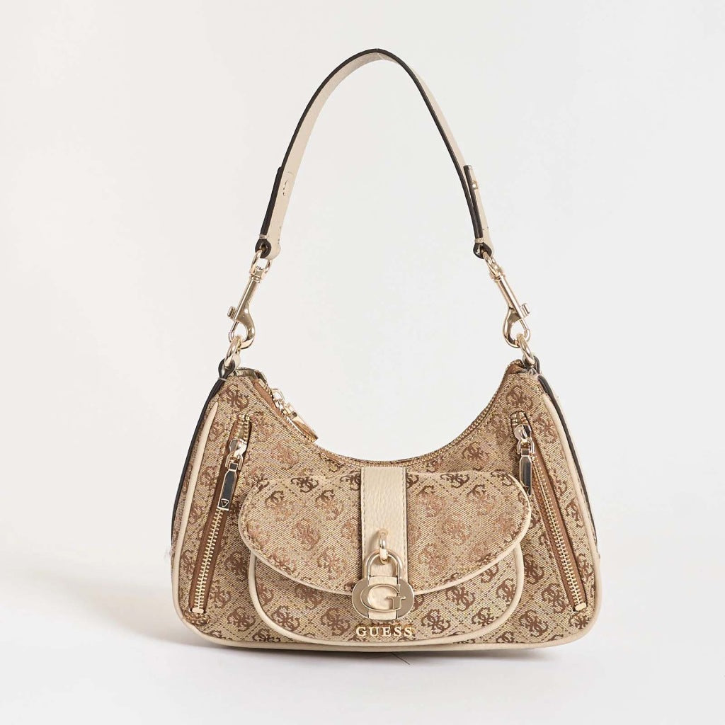 GUESS JESSA SHOULDER BAG en color MARRON CLARO  (4)