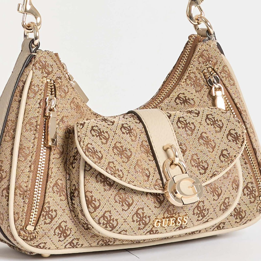 GUESS JESSA SHOULDER BAG en color MARRON CLARO  (5)
