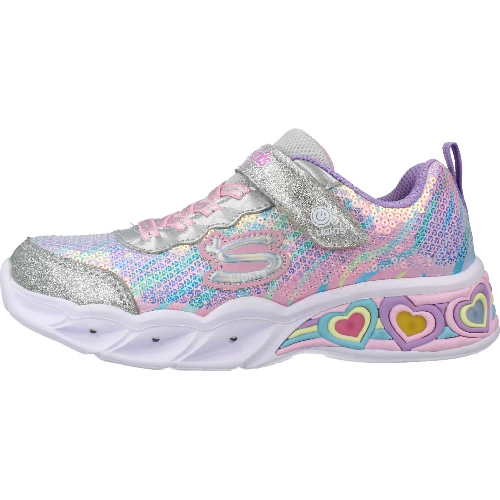 SKECHERS SWEETHEART LIGHTS -LETS SHI en color PLATA  (2)