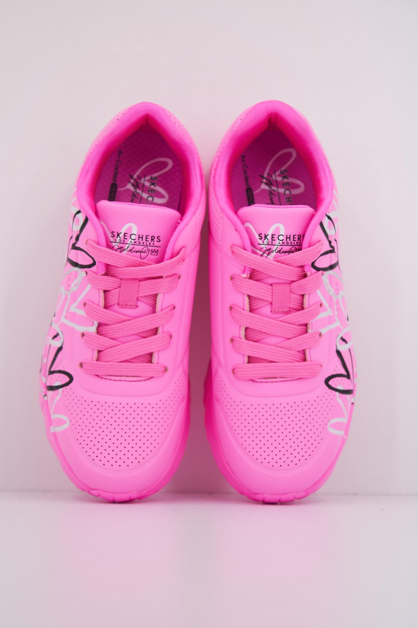 SKECHERS UNO LITE - METALLIC en color ROSA  (3)