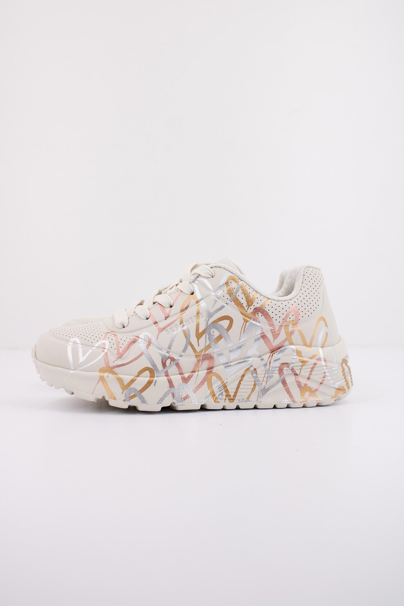 SKECHERS UNO LITE - METALLIC en color BEIS  (1)