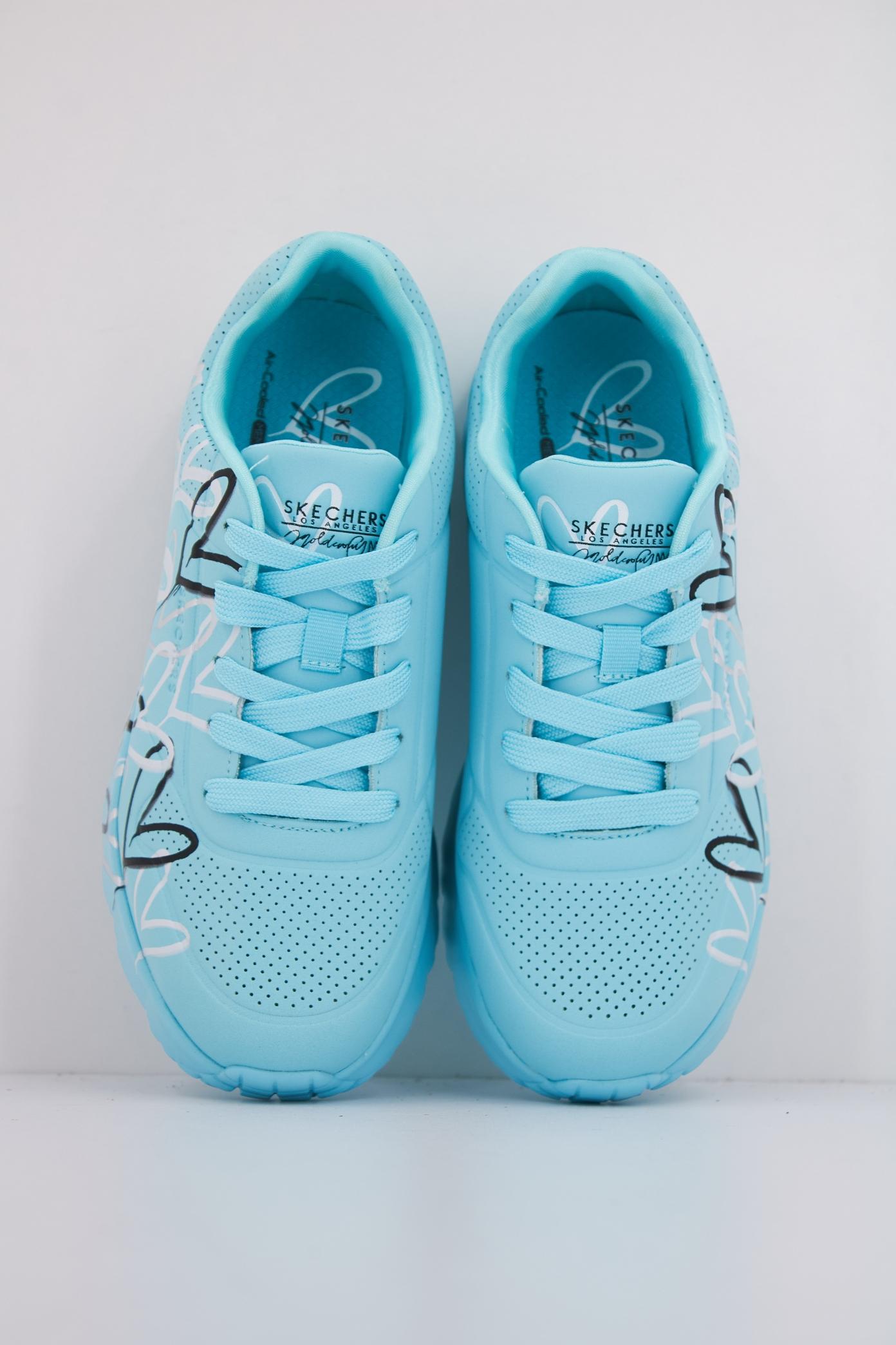 SKECHERS UNO LITE - METALLIC en color AZUL  (3)