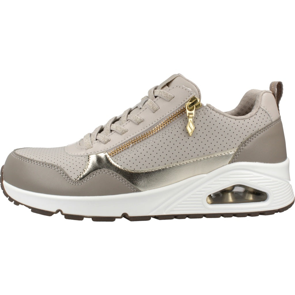 SKECHERS UNO METALLIC SLIDERS en color BEIS  (2)