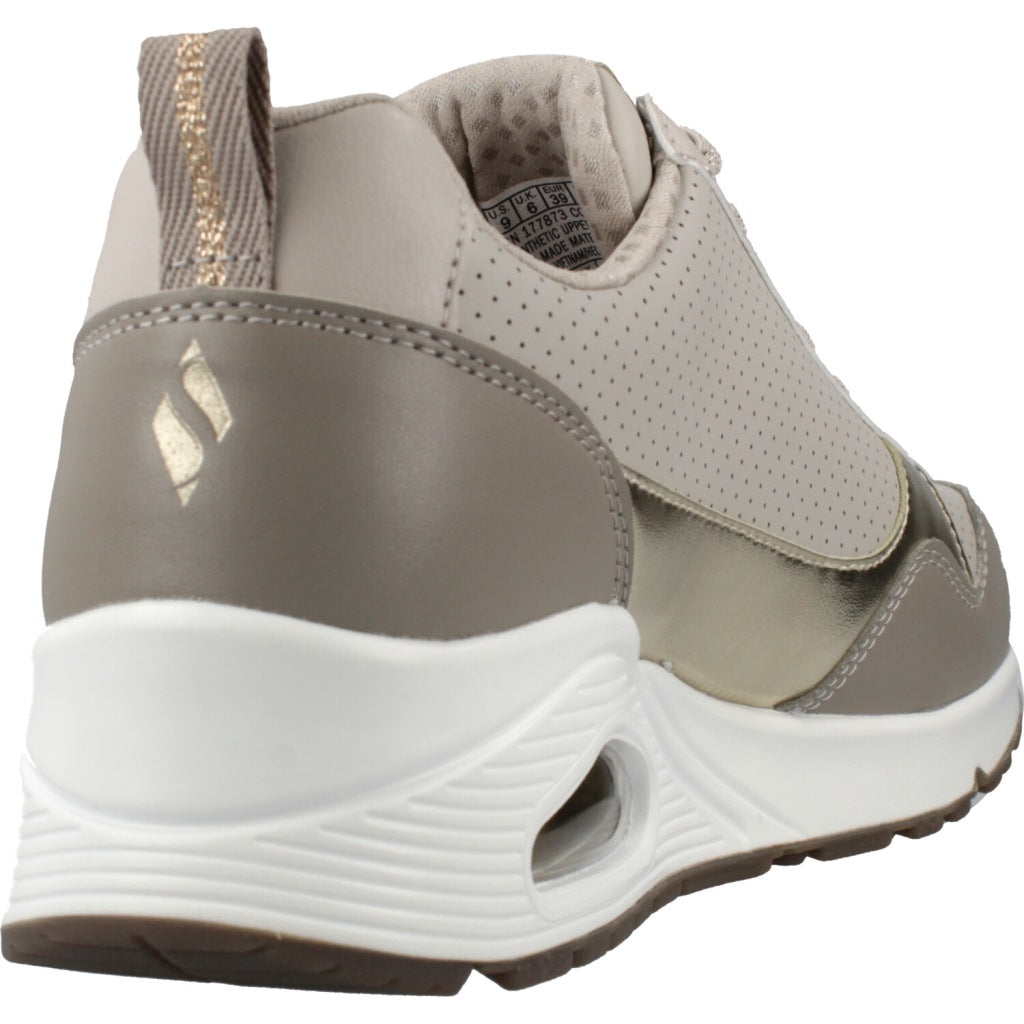 SKECHERS UNO METALLIC SLIDERS en color BEIS  (3)