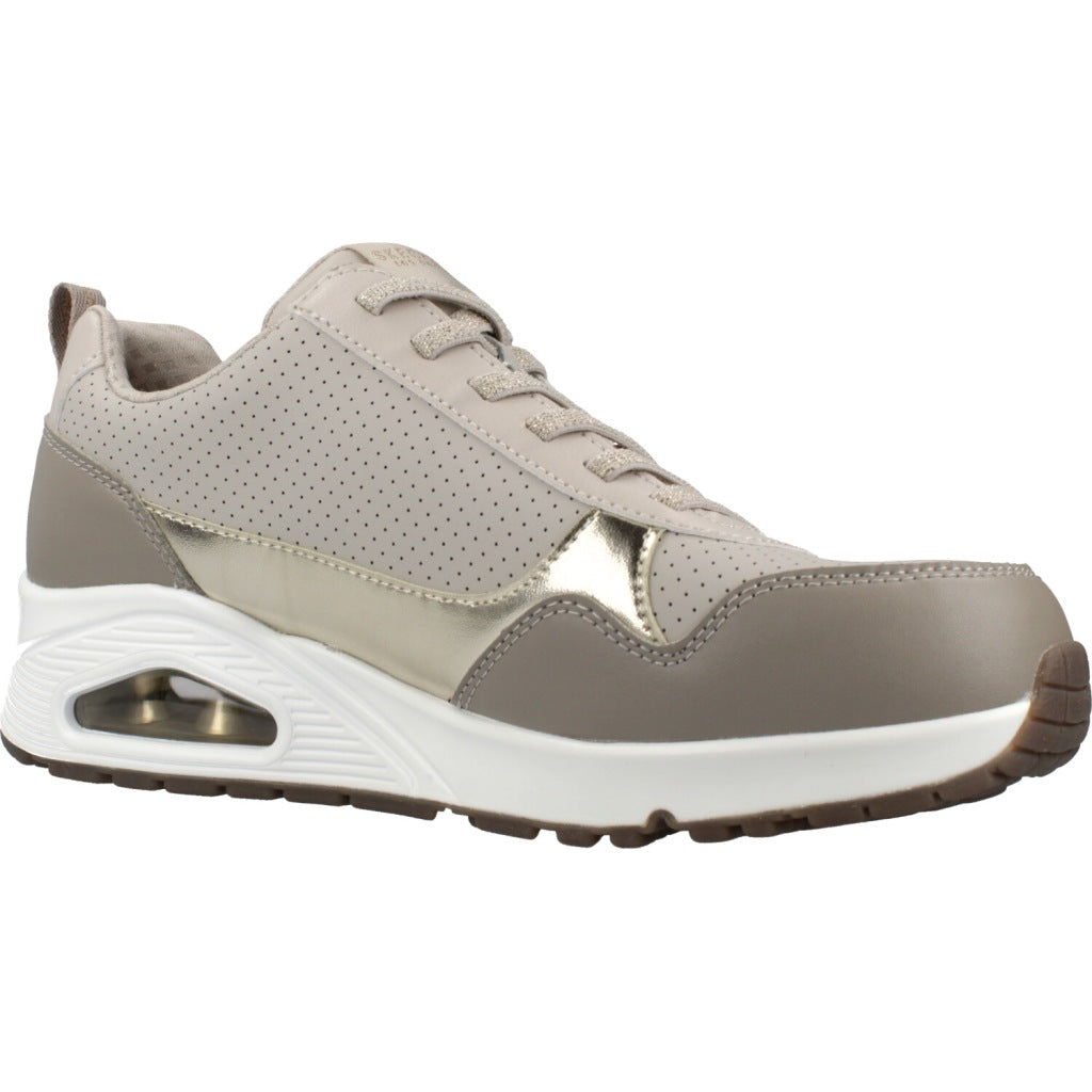 SKECHERS UNO METALLIC SLIDERS en color BEIS  (5)