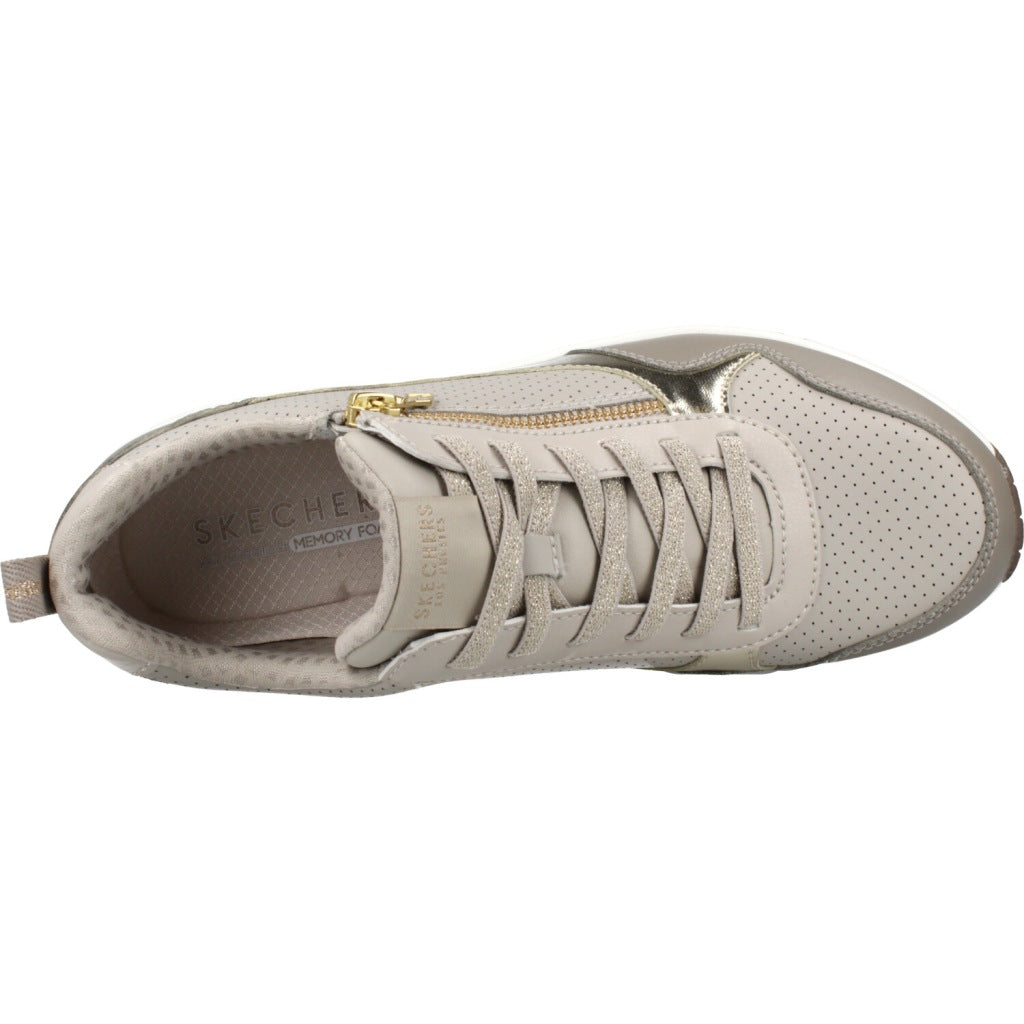 SKECHERS UNO METALLIC SLIDERS en color BEIS  (6)