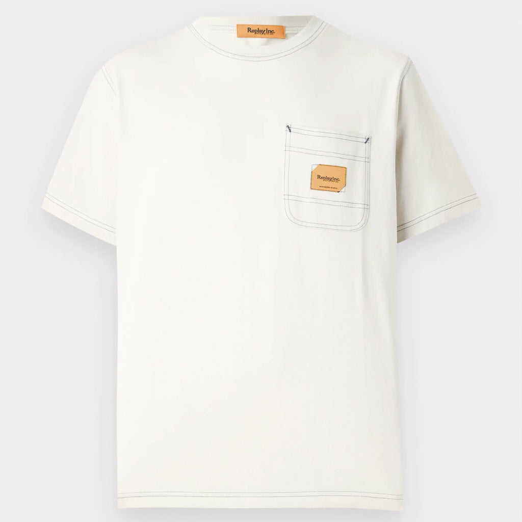 REPLAY CLASSIC POCKET T-SHIRT en color BLANCO  (5)